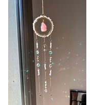 Pembe Kuvars Sun Catcher 1 - Güneş Tutucu, Güneş Yakalayıcı, Doğal Taşlı, El Yapımı