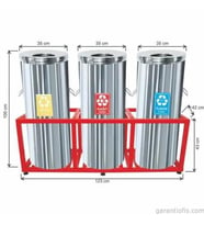 Garanti Metal 1811 Kafesli Paslanmaz Çelik 3 lü Geri Dönüşüm Çöp Kovası