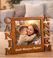 Anneler Günü Hediyesi Kişiye Özel Canım Annem Ahşap Fotoğraf Çerçevesi Anı Çerçevesi Anneye Hediye