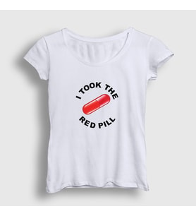 Presmono Kadın Beyaz I Took The Red Pill Ideology T-Shirt 447967tt (Beyaz)