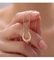 925 Ayar Gümüş İsimli Şans Sembolü Nal Kolye (Gold)