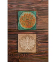Taş Bardak Altlığı Lotus, Yaşam Çiçeği Baskılı 2'li Set Stone Coasters