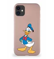 Apple iPhone 11 Soft Premier Kapak Donald Duck-C Tasarımlı Silikon Kılıf - Pudra (Şeffaf)