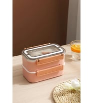 Vagonlife Çift Katmanlı Paslanmaz Çelik Beslenme Kabı-1600 ml Beslenme Kutusu (Pembe)