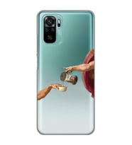 Xiaomi Redmi Note 10 / Note 10S Uyumlu Eller Tablosu ve Kahve Tasarımlı Şeffaf Telefon Kılıfı