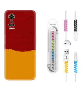 General Mobile GM 21 Pro GM 22 Pro Plus Kılıf Kablo Koruma Spiral Silikon Sarı Kırmızı Boya 1708