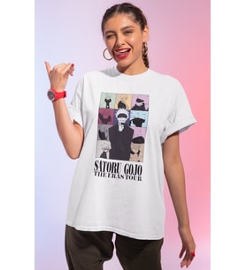Tasarım Gojo Satoru Jujutsu Kaisen Baskılı Unisex Oversize Anime Karakter Tişört