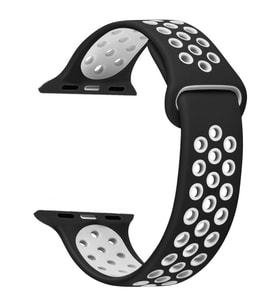 Microsonic Apple Watch Series 7 41mm Rainbow Sport Band Kordon Siyah Beyaz