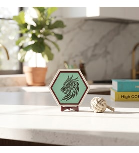 Mitolojik Ejderha Motifli Masaüstü Süsü, Ev ve Ofis Dekorasyonunuza Karakter Katan Modern Bir Sanat Parçası 10x10 cm, Açık Yeşil