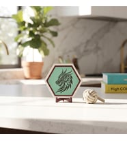 Mitolojik Ejderha Motifli Masaüstü Süsü, Ev ve Ofis Dekorasyonunuza Karakter Katan Modern Bir Sanat Parçası 10x10 cm, Açık Yeşil
