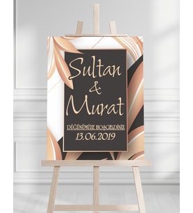 Söz Nişan Düğün İçin 50x70 Karşılama Panosu - Siyah ve Gül Tasarımlı 001
