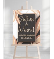 Söz Nişan Düğün İçin 50x70 Karşılama Panosu - Siyah ve Gül Tasarımlı 001
