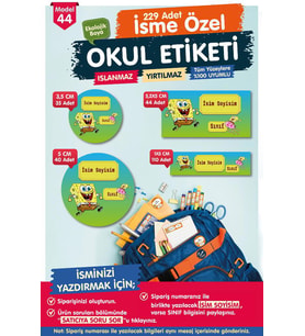 Okul Etiketi Sünger Bob Kalem Defter Etiketi Özel İsim Yazılabilen Etiket Seti - İsim Etiketi-T571-OE44
