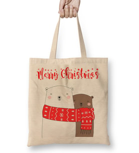Yılbaşı Yeni Yıl Konseptli Noel Merry Christmas Bez Çanta Uzun Saplı