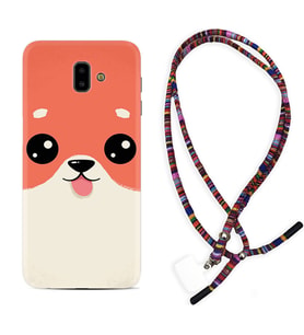 Samsung J6 Plus J7 Prime J7 Pro M20 Kılıf Boyun Asklı Rasta Silikon Sevimli Köpek 1731