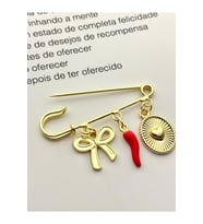 İskoç İğnesi Yaka İğnesi Altın Renk Charmlı İğne Broş Çengelli İğne Fiyonk Biber Kalp (Gold)