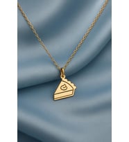 Kişiye Özel 925 Ayar Gümüş Krem Şantili Mini Turta Kolye (Gold)