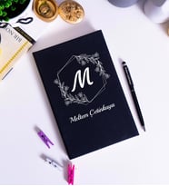 Kişiye Özel Siyah Defter, Kalem Hediye Seti (Kırmızı)