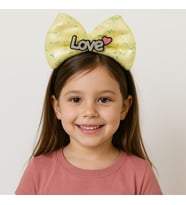 LED Işıklı Love Yazılı Sarı Fiyonk Taç – Kız Çocuk Parti Tacı
