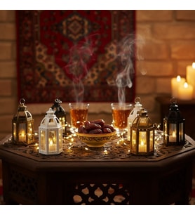 Ramazan Temalı Büyük Altıgen Açık Kubbe LED Lamba