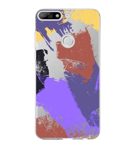 Huawei Y7 2018 Uyumlu Kapak Brush Stroke Tasarımlı Şeffaf Silikon Kılıf