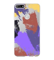 Huawei Y7 2018 Uyumlu Kapak Brush Stroke Tasarımlı Şeffaf Silikon Kılıf