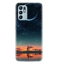 Oppo Reno 6 Kılıf Silikon Desen Özel Seri Ay ve Kız 1720