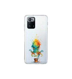 Poco X3 GT ile uyumlu Splash ahtapot tasarımlı şeffaf silikon kılıf