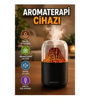 280 ml Su Hazneli Aromaterapi Difüzörü 7 Renk LED Alev Efektli Ultrasonik Buhar Cihazı