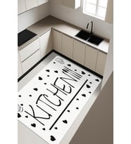 Kitchen Desenli Dijital Baskı Kaymaz Taban Mutfak Halısı H0060 (Çok Renkli)