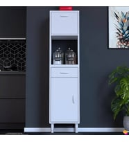 Modilayn VİO Çok Amaçlı Dolap: (35x163.4x32,5 cm) ölçülerinde, çekmeceli ve kapaklı mutfak dolabı. (Beyaz)