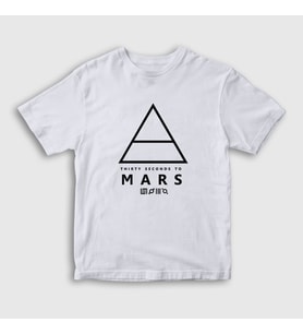 Presmono Unisex Çocuk Beyaz Logo 30 Seconds To Mars T-Shirt 172012tt (Beyaz)
