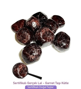 Sertifikalı Tamburlanmış Lal Granat Garnet Taşı Kütle (3 Adetli) (Çok Renkli)