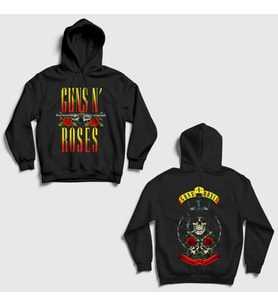 Presmono Unisex Siyah Jungle Guns N Roses Sırt Baskılı Kapüşonlu Sweatshirt 517080tt