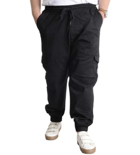 Mode XL Büyük Beden Pantolon Gabardin Kargo Jogger Doğa 21927 Siyah