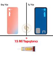 Infinix Hot 60 Pro Mercan Uyumlu Arka Kapak + B7000 Yapıştırıcı Arka Cam Batarya Pil Kapağı
