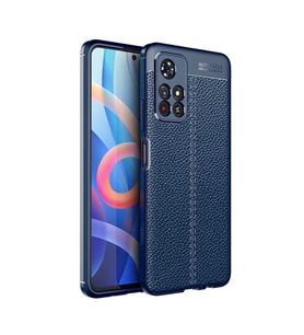 Xiaomi Poco M4 Pro 5G Kılıf Zore Niss Deri Desenli Silikon Kılıf (Lacivert)
