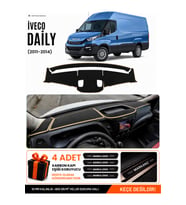 IVECO DAILY (2015-2021) Uyumlu Torpido Örtüsü Torpido Kılıfı - Siyah Bej