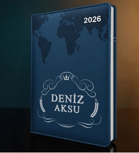BK Gift Kişiye Özel İsimli Termo Sert Kapak 2026 Lacivert Ajanda -6, Öğretmenler Günü Hediyesi, Yeni İş Hediyesi
