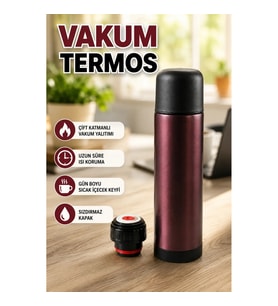 Vakum Yalıtımlı Termos – Sızdırmaz Kapaklı Sıcak ve Soğuk İçecek Termosu