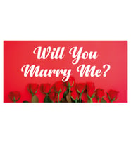 Will You Marry Me Evlilik Teklifi Afişi Pankartı Gül Desenli
