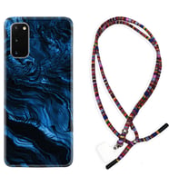 Samsung A02S A03S A10 A12 A13 A21S A22 Kılıf Boyun Asklı Rasta Silikon Blue MArble 1379