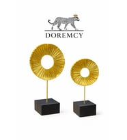 Doremcy Dekoratif Halka Biblo 2’li Set Polyester Modern Salon Konsol Ev Ofis Obje (Gold)