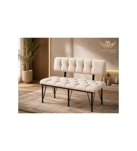 Metal Ayaklı Metal Alt Kasalı New Sırtlı Bench Bank krem