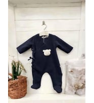 Kız Bebek Ayıcık Desenli Polar Kışlık Tulum (Lacivert)