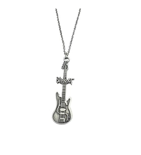 Slipknot Elektro Gitar Figürlü Unisex Metal Kolye – Rock Tarzı Takı - 60 cm (Gümüş)