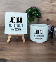Jeoloji Mühendisi Hediye Seti Kupa Bardak T Kulplu ve Dekoratif Taş Mühendisler Günü Hediyesi (Model 6)