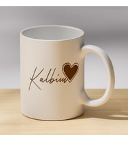 Kalbim Yazılı Kalp Desenli Kupa - Sevgiliye Hediye Kahve Kupası