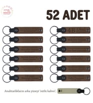 Kahverengi & Sütlü Kahve, Yıl Sonu Etkinliklerinde Hatıra, 52'li Set, İsme Özel Yazılı Anahtarlık (Açık Kahve)