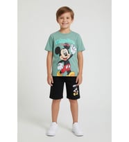 Ekru Erkek Çocuk Mickey Fare Baskılı Şortlu 2li Takım 23970
